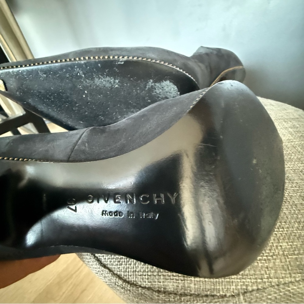 Givenchy Women Blue Black Suede Leather Bronze Zipper Pointed Pump‎ Heel 37 / 7 - Picture 12 of 16